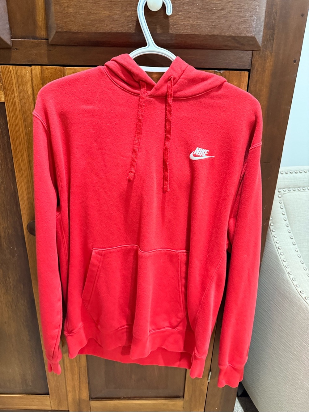 Nike Red Crewneck Hoodie with White Swoosh